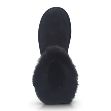 Women's Black Genuine Sheepskin Suede Calf Winter Warm Boots - Redwood