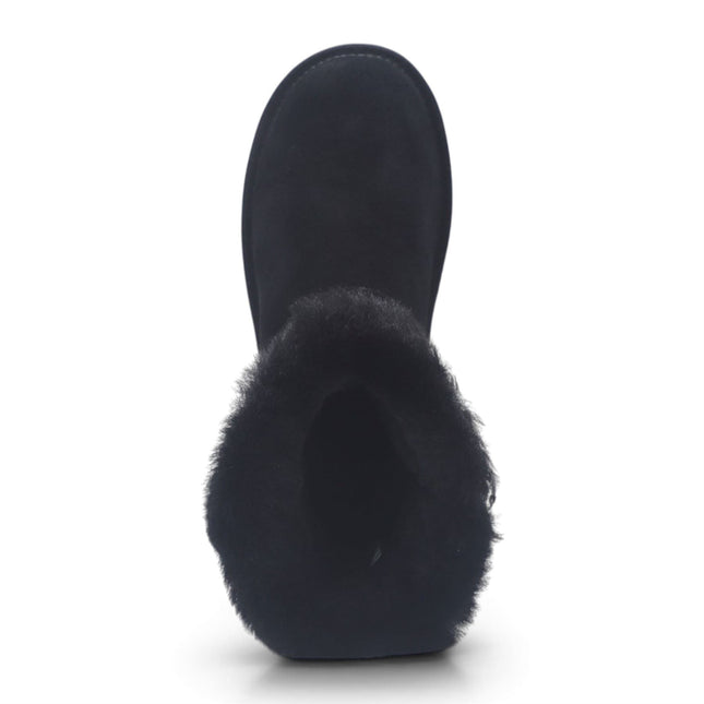 Women's Black Genuine Sheepskin Suede Calf Winter Warm Boots - Redwood