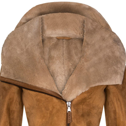 Womens Merino Sheepskin Hooded Coat-Antioch
