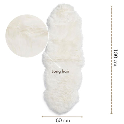 Genuine Sheepskin Ivory Double Natural Fluffy Silky Soft Real Wool Rug