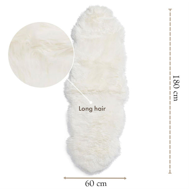 Genuine Sheepskin Ivory Double Natural Fluffy Silky Soft Real Wool Rug