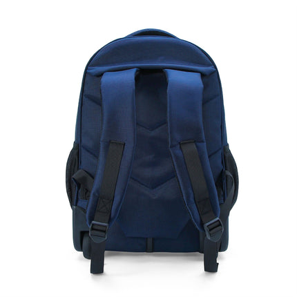 17" Blue Wheeled Laptop Backpack 1680D + PU 2 Wheel Trolley Rucksack