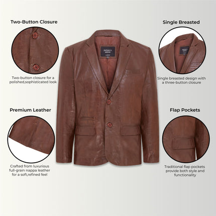 Mens Leather Blazer Jacket Soft Real Italian Leather Fitted Vintage Coat