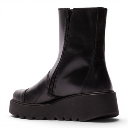 Fly London Women’s Black Leather Zip-up Platform Ankle Boots - TARP553FLY