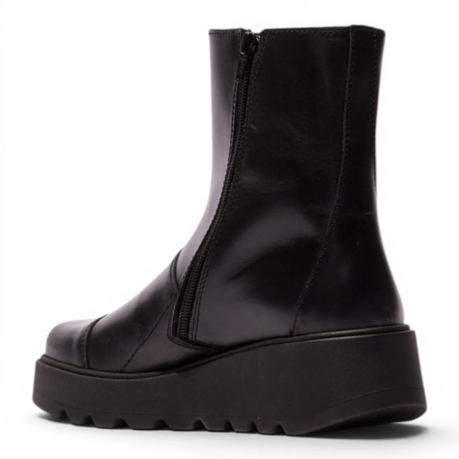 Fly London Women’s Black Leather Zip-up Platform Ankle Boots - TARP553FLY