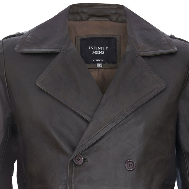 Mens Leather Peacoat-Amara