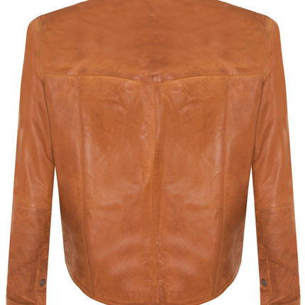 Mens Retro Leather Shirt Jeans Jacket-Beijing