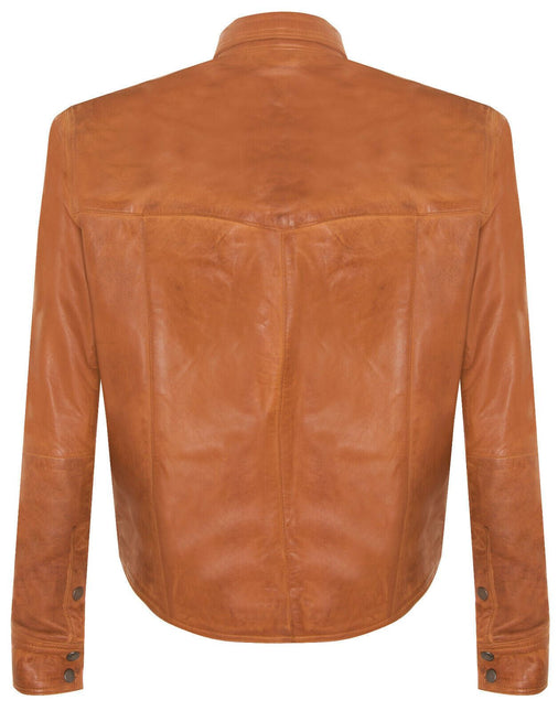 Mens Retro Leather Shirt Jeans Jacket-Beijing