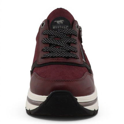 Mustang Women's Burgundy Lace-Up Trainers Platform Sneakers - M0332001