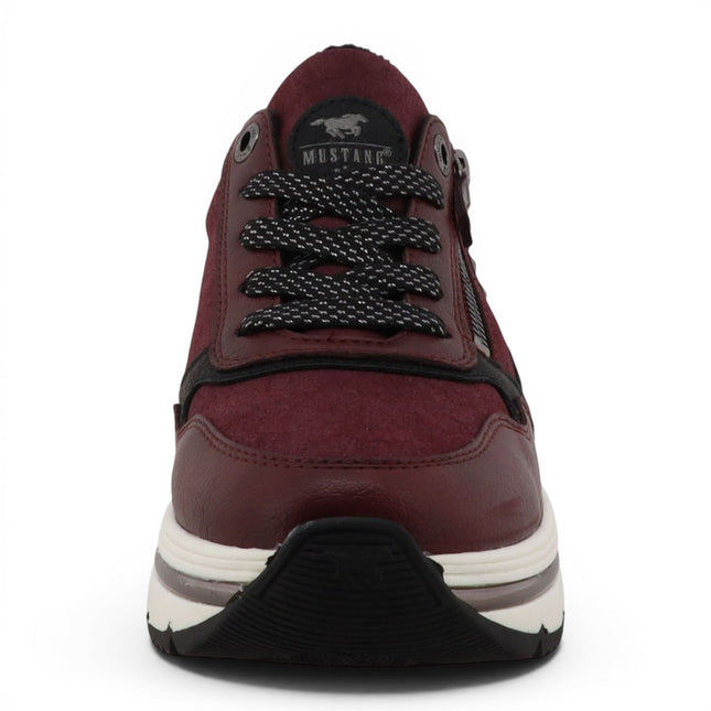Mustang Women's Burgundy Lace-Up Trainers Platform Sneakers - M0332001