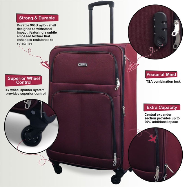 Expandable Soft Shell 4 Wheel Luggage Travel Cabin Suitcase Set Holiday Bags