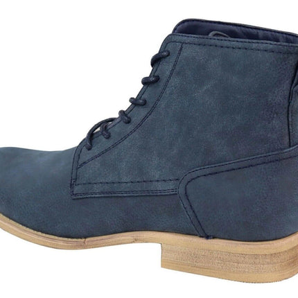 Mens Matt Navy Suede Lace Up Ankle Boots
