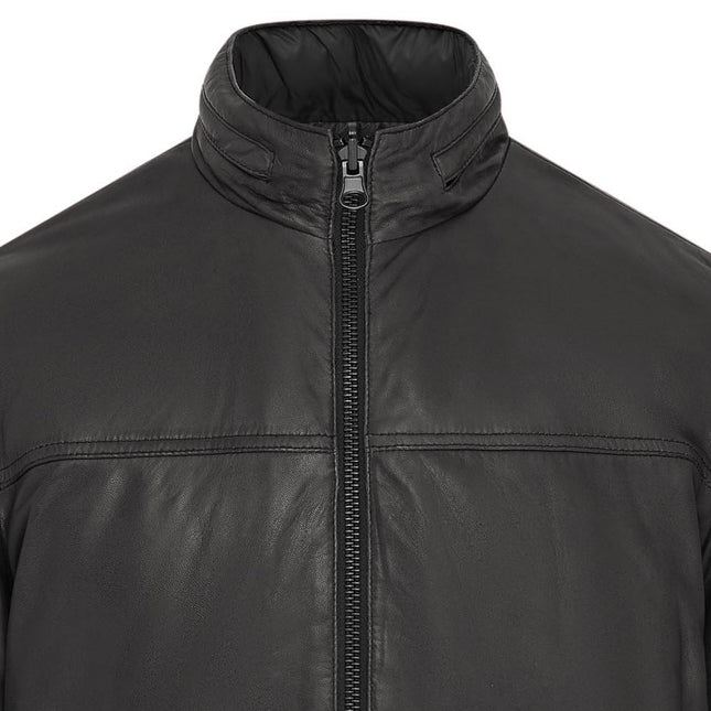 Mens Reversible Hooded Leather Jacket Premium Lambskin Napa