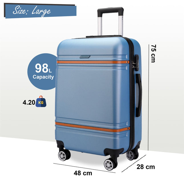 Hard Shell Modern Dual 4 Wheel Luggage Suitcase Set