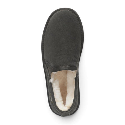 Men's Olive Green Genuine Sheepskin Suede Slipper Winter Moccasins - Cedar