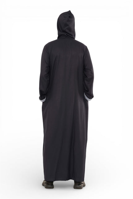 Men's Eid Navy Blue Hooded Moroccan Thobe Robe Djellaba Ramadan Jubba- HM3