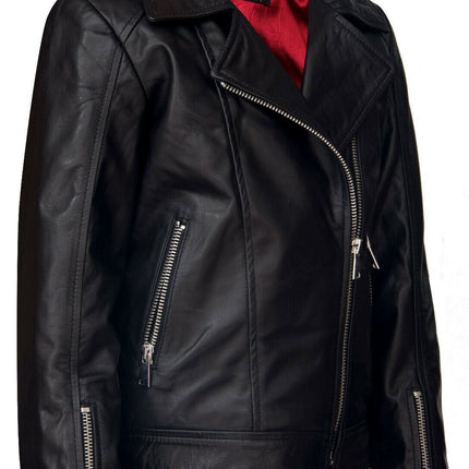 Kids Designer 100% Leather Zip Up Biker Jacket