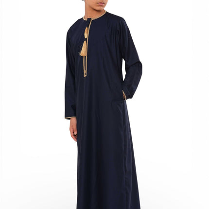 Kids Boys Ramadan Navy Blue Moroccan Thobe Robe Emirati Eid Jubba- TT-003