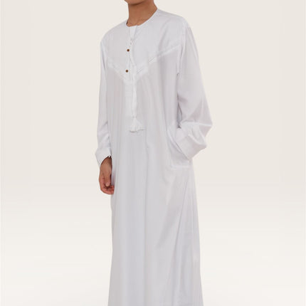 Kids Boys Eid White Moroccan Jubba Robe Djellaba Ramadan Eid Thobe - K-HM11