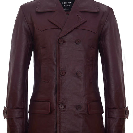Mens Cowhide Leather Peacoat-Krakaw