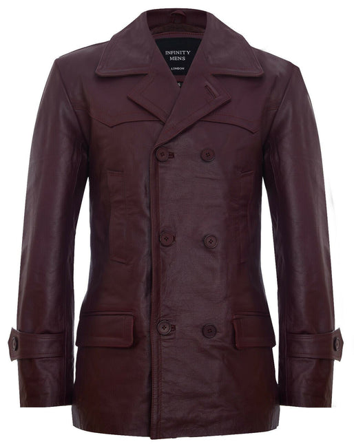 Mens Cowhide Leather Peacoat-Krakaw