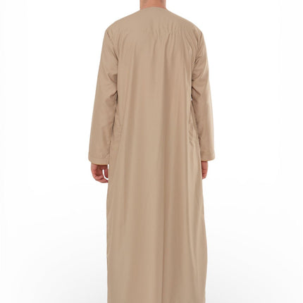 Men's Ramadan Beige Moroccan Jubba Robe Djellaba Eid Thobe - TT-007