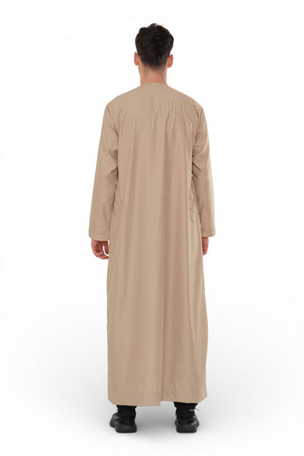 Men's Ramadan Beige Moroccan Jubba Robe Djellaba Eid Thobe - TT-007