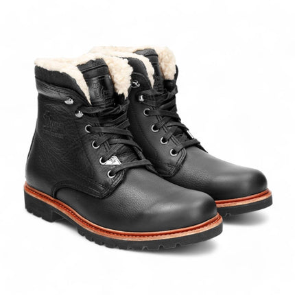 Panama Jacks Men's Black P03 Aviator Leather Combat Boots