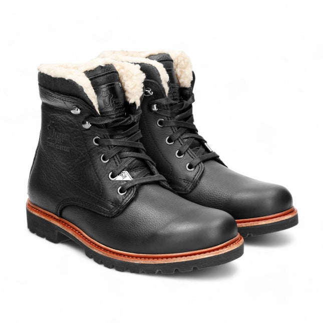 Panama Jacks Men's Black P03 Aviator Leather Combat Boots
