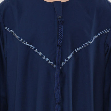 Kids Boys Eid Navy Blue Moroccan Thobe Robe Djellaba Ramadan Eid Jubba- K-HM10