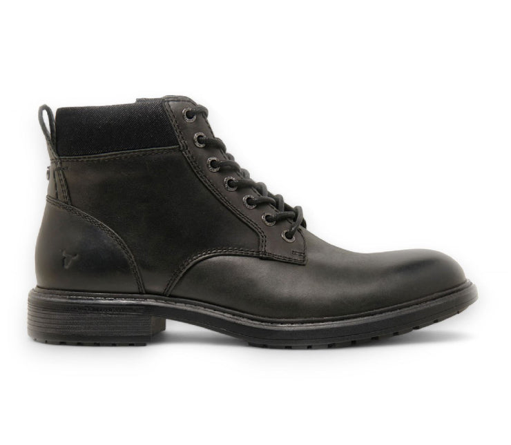 Windsorsmith Mens Black Leather Casual Chelsea Chukka Ankle Boots - Beau