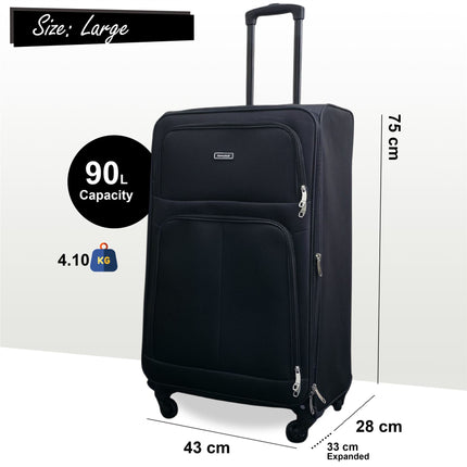 Expandable Soft Shell 4 Wheel Luggage Travel Cabin Suitcase Set Holiday Bags