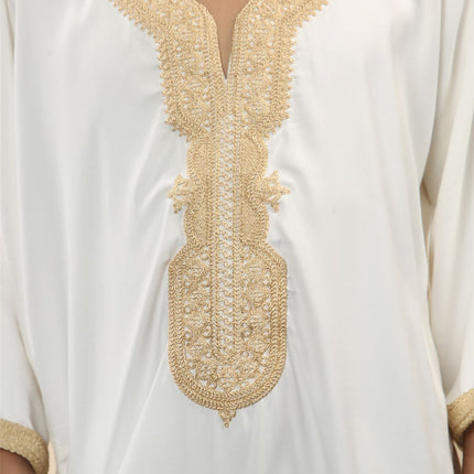 Kid's Boys White Moroccan Thobe Jubba Robe Eid Djellaba Gandoura