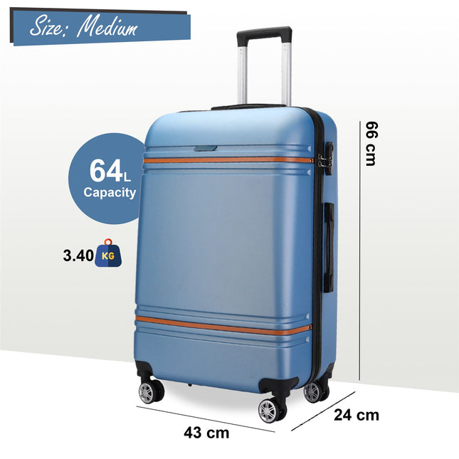 Hard Shell Modern Dual 4 Wheel Luggage Suitcase Set
