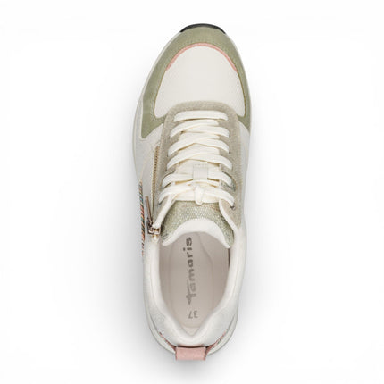 Tamaris Women’s White Green Platform Trainers Sneaker Zip Lace-Up Running Shoes