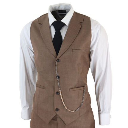 Men's Classic 3-Piece Plain Brown Suit