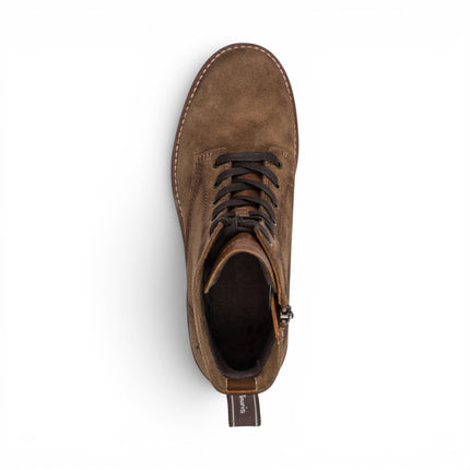 Tamaris Women's Brown Suede Leather Lace-Up Combat Boots - 25224-47