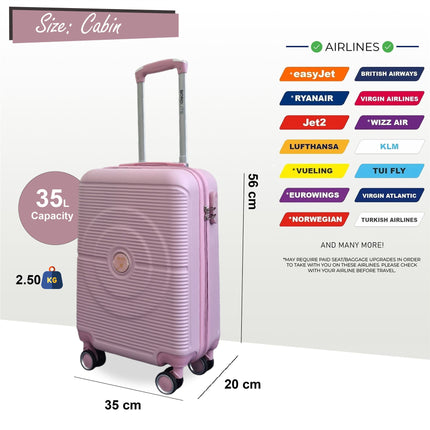 Hard Shell ABS Cabin Suitcase 56 x 35 x 20 cm Luggage Suitable for Easyjet, Ryanair
