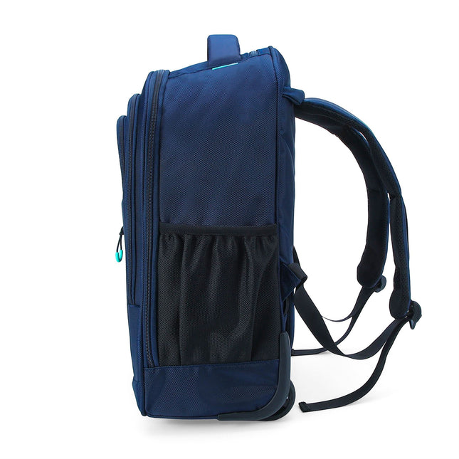 17" Blue Wheeled Laptop Backpack 1680D + PU 2 Wheel Trolley Rucksack