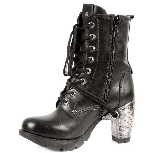 New Rock Ladies Black Leather Gothic Trail Boots - TR001-S1