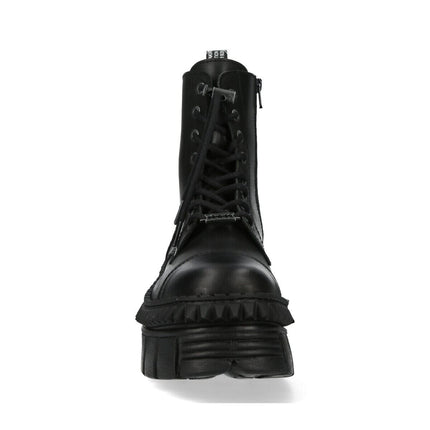 New Rock Black Leather Boots-WALL083CCT-S6