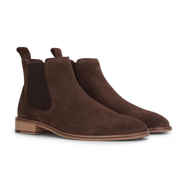 London Brogues Men's Brown Suede Leather Slip-On Chelsea Ankle Boots