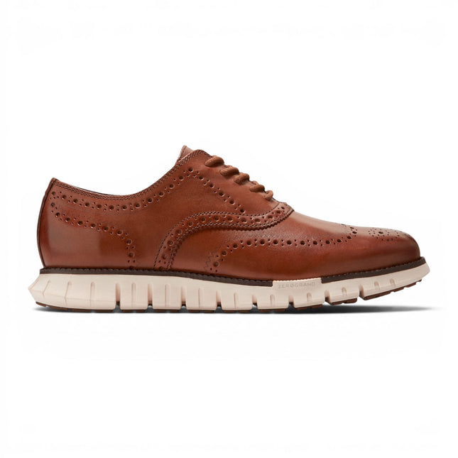 Cole Haan Men's ZeroGrand Wingtip Oxford Trainer Brown Leather Sneakers - C39602