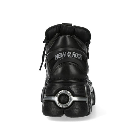 New Rock M-120Nr-C1 Black Leather Gothic Platform Ankle Boots