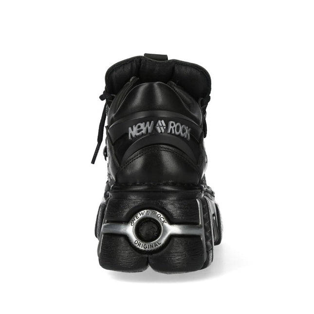 New Rock M-120Nr-C1 Black Leather Gothic Platform Ankle Boots