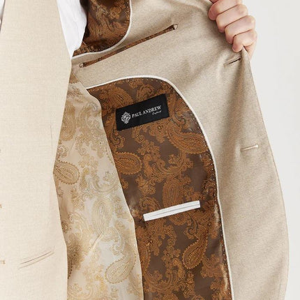 Men's Beige Lightweight Stitched Lapel Blazer