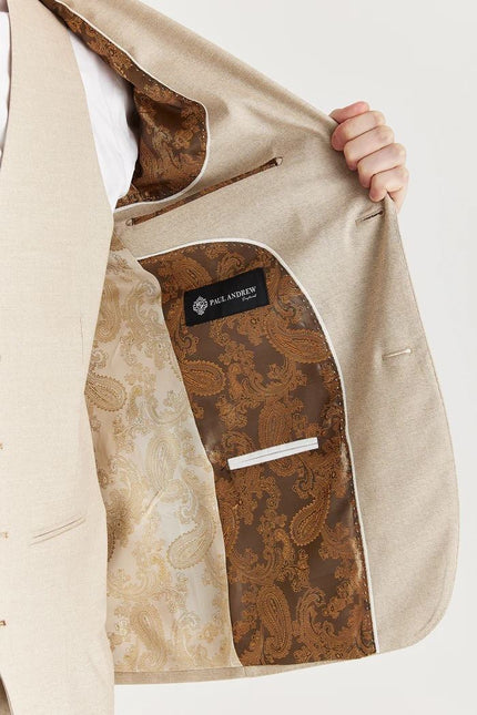 Men's Beige Lightweight Stitched Lapel Blazer