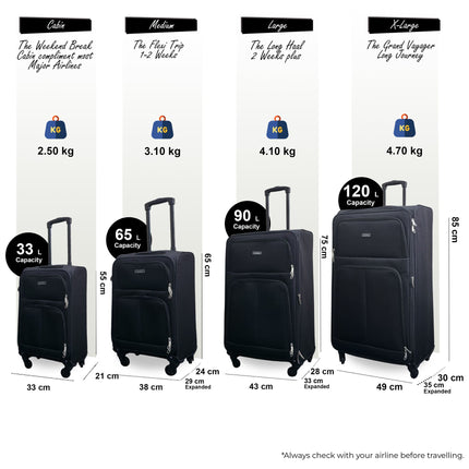Expandable Soft Shell 4 Wheel Luggage Travel Cabin Suitcase Set Holiday Bags