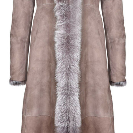 Womens Suede Toscana Sheepskin Hooded Trench Coat-Rushden
