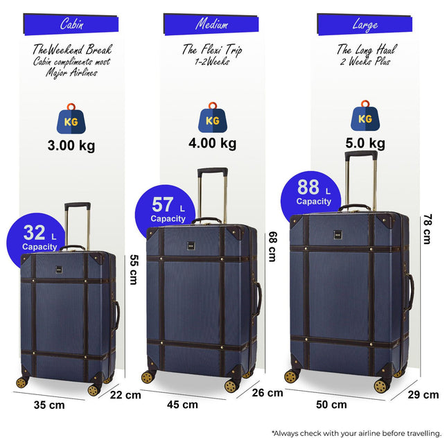 Vintage Hard Shell  Luggage Trunk Suitcase Set